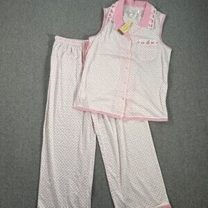 Secret Treasures Floral Gingham Pajama Set Women's Small Pink Cottagecore Sleep
